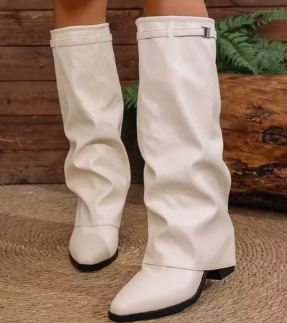 Folded leather Boots