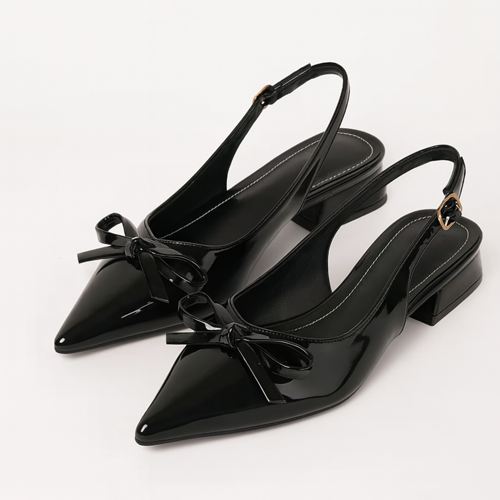 Lederoptik Pumps mit Blockabsatz – Elegante Spitzschuhe