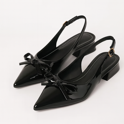 Lederoptik Pumps mit Blockabsatz – Elegante Spitzschuhe