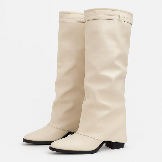 Folded leather Boots