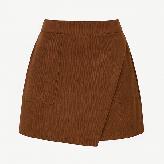 Feincord-Minirock in Wickeloptik