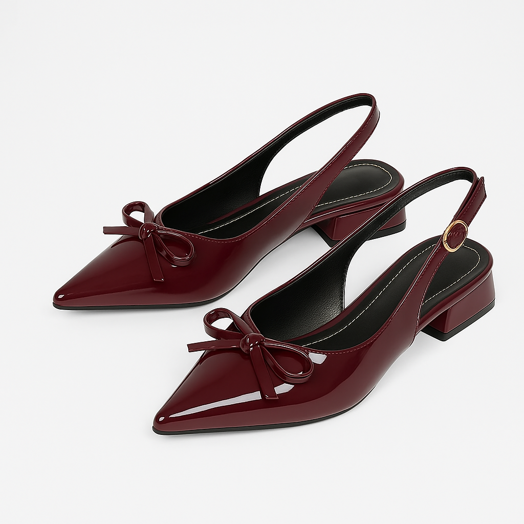 Lederoptik Pumps mit Blockabsatz – Elegante Spitzschuhe