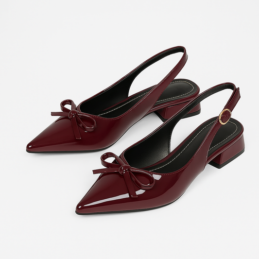 Lederoptik Pumps mit Blockabsatz – Elegante Spitzschuhe