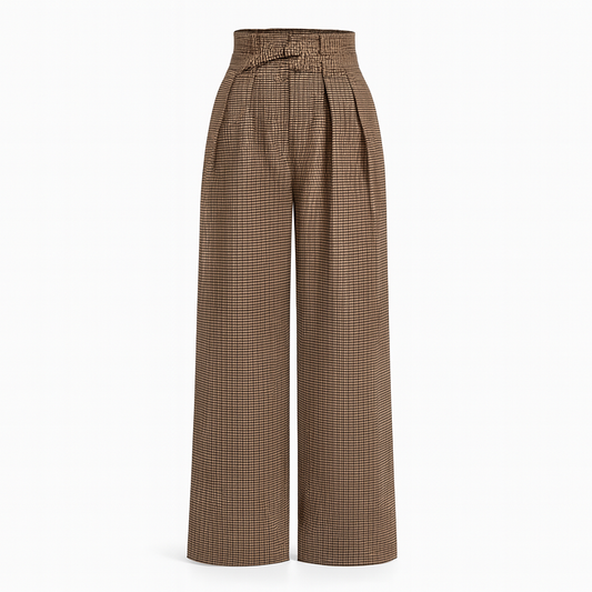 High Waist Karohose Damen – Weit geschnitten