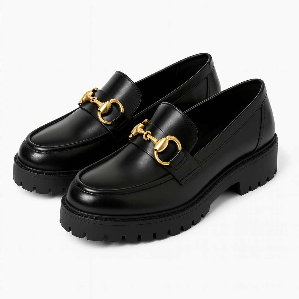 Klassische Damen Loafer – Goldene Schnalle