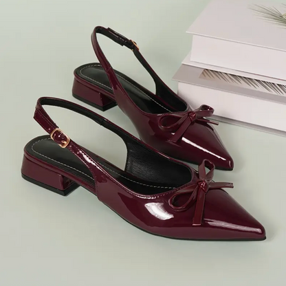 Lederoptik Pumps mit Blockabsatz – Elegante Spitzschuhe